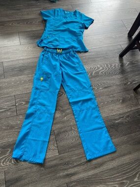 Women's Teal Flare Utility Scrub Pants with Cargo Pocket